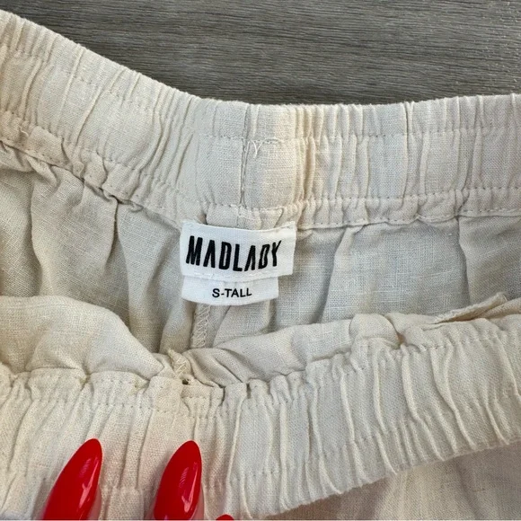 Cream high waist Linen Pants - Picture 3 of 4